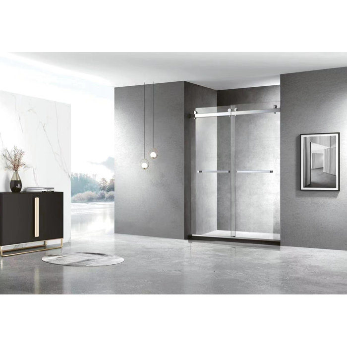 Hometo 66'' 72'' W x 76'' H Double Sliding Frameless Shower Door with
